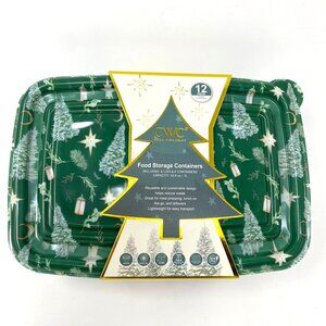 Cook With Color 6 Pk 5 Cup Printed Trees Holiday Cookies Food Storage Container